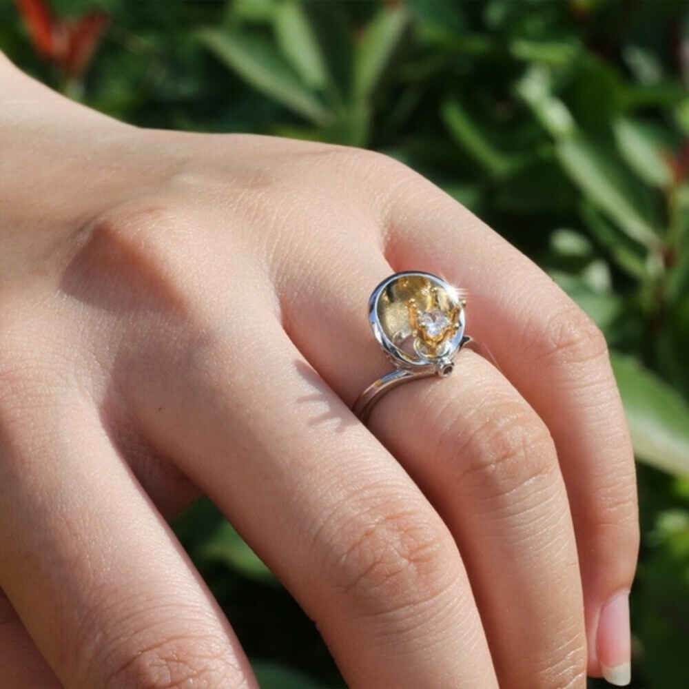 Very nice Two Tone 925 Silver White Sapphire Ring - Picture 5 of 5